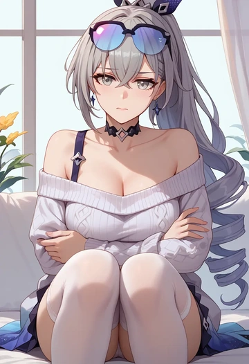 star rail,silver wolf,off-shoulder,sweater  - AI generated anime art